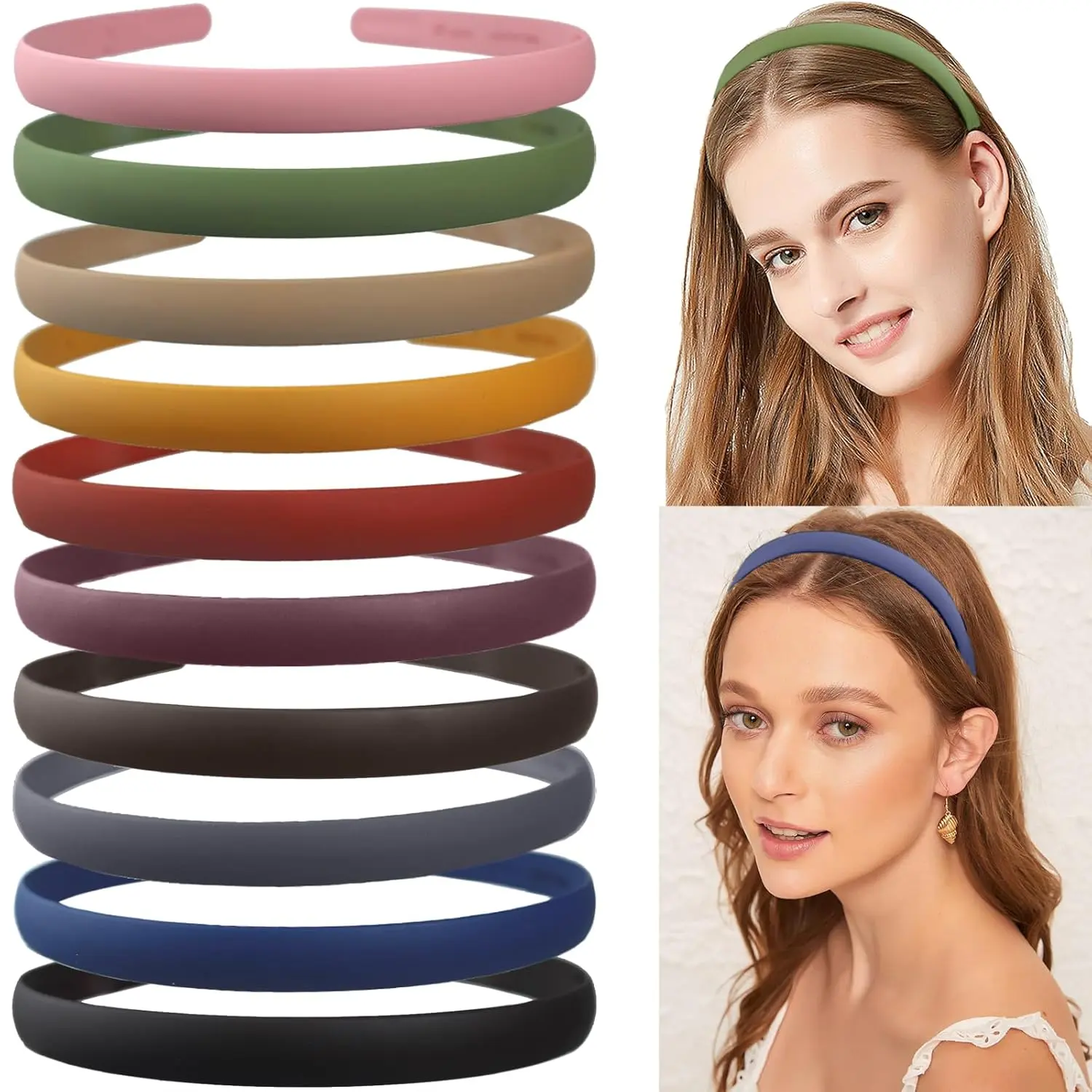 10 count Colorful Fashion Effortless Plastic Headbands No Slip Comb Hair Bands for Women, Men, Teen