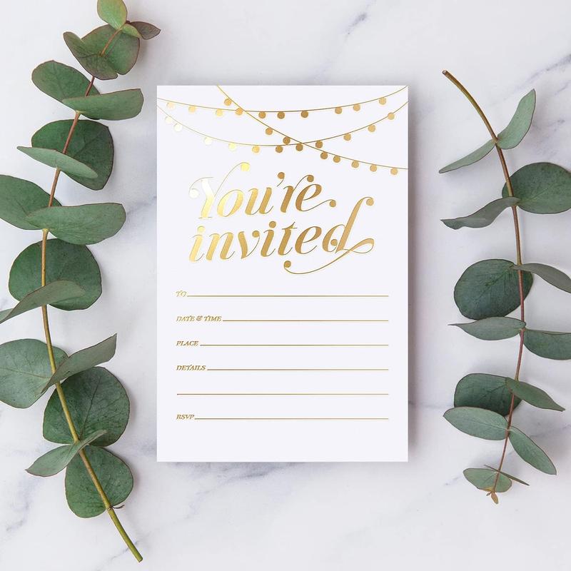 SO Party Invitations! 25  Foil Traditional Invitations with Envelopes, Wedding, ,  Bridal Shower Invite, Housewarming Birthday, and Girls Quinceanera Invite Cards for Every Celebration - 4x6