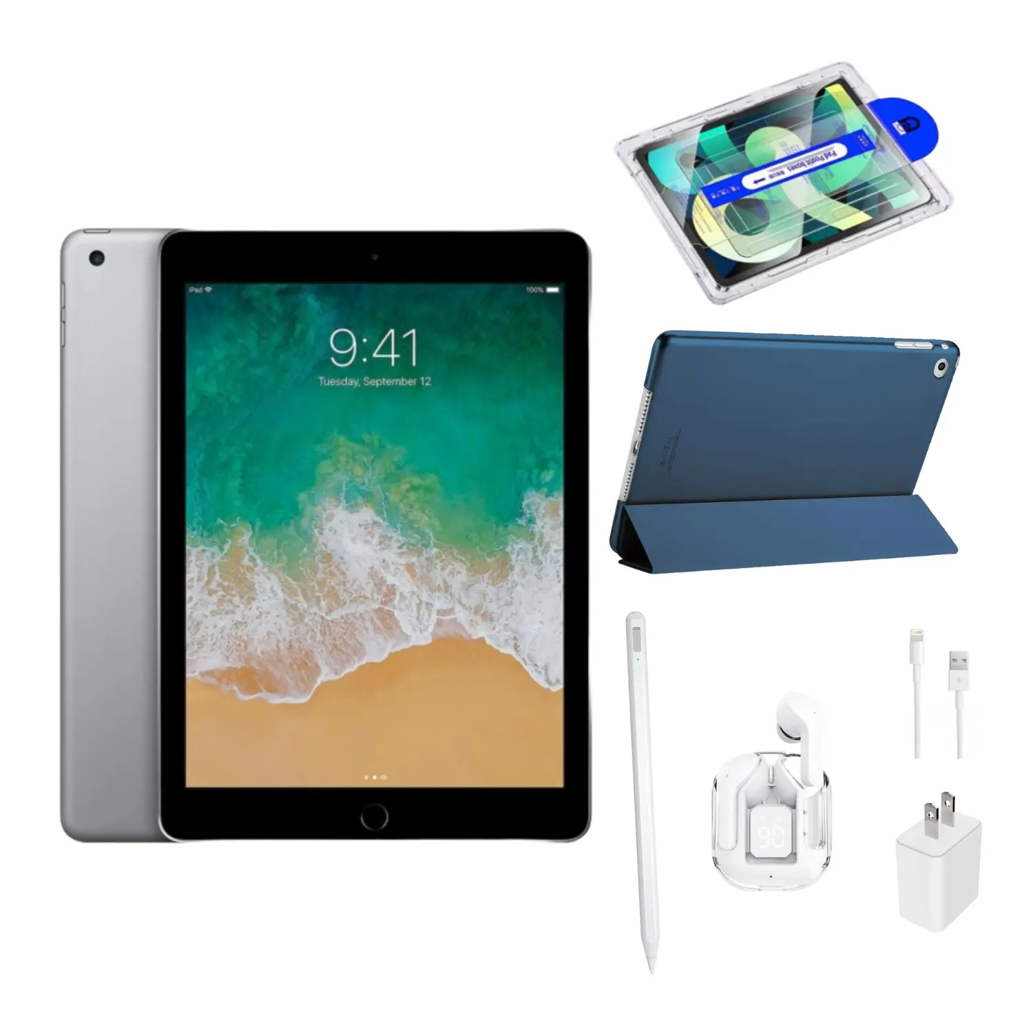 Refurbished Apple iPad 6th Gen 32GB Wi-Fi 9.7" Retina Display Space Gray 2018 with A10 Fusion Chip & Accessory Bundle | (Eco-Friendly Condition)