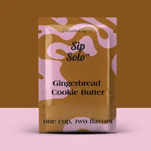 Sip Solo Flavored Syrup Gingerbread Cookie Butter (5 packets) for coffee, tea, matcha, mocktails, cocktails