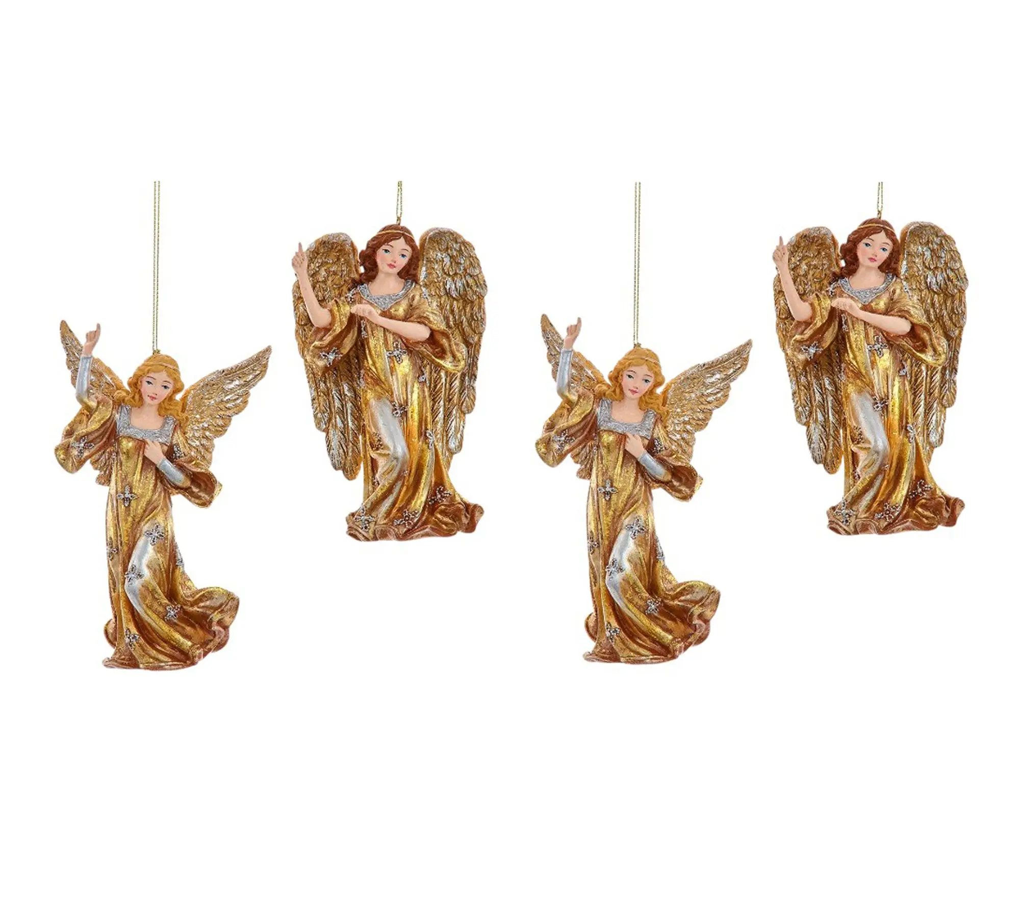 RC Home Decor-Set of 4 Gold Angel Christmas Ornaments, 4.5"