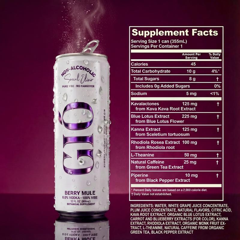 GIÓ Social Elixir Non-Alcoholic Drink with Kanna Kava & Blue Lotus - Clean Buzz, No Hangover, Premium Functional Beverage for Social Celebrations