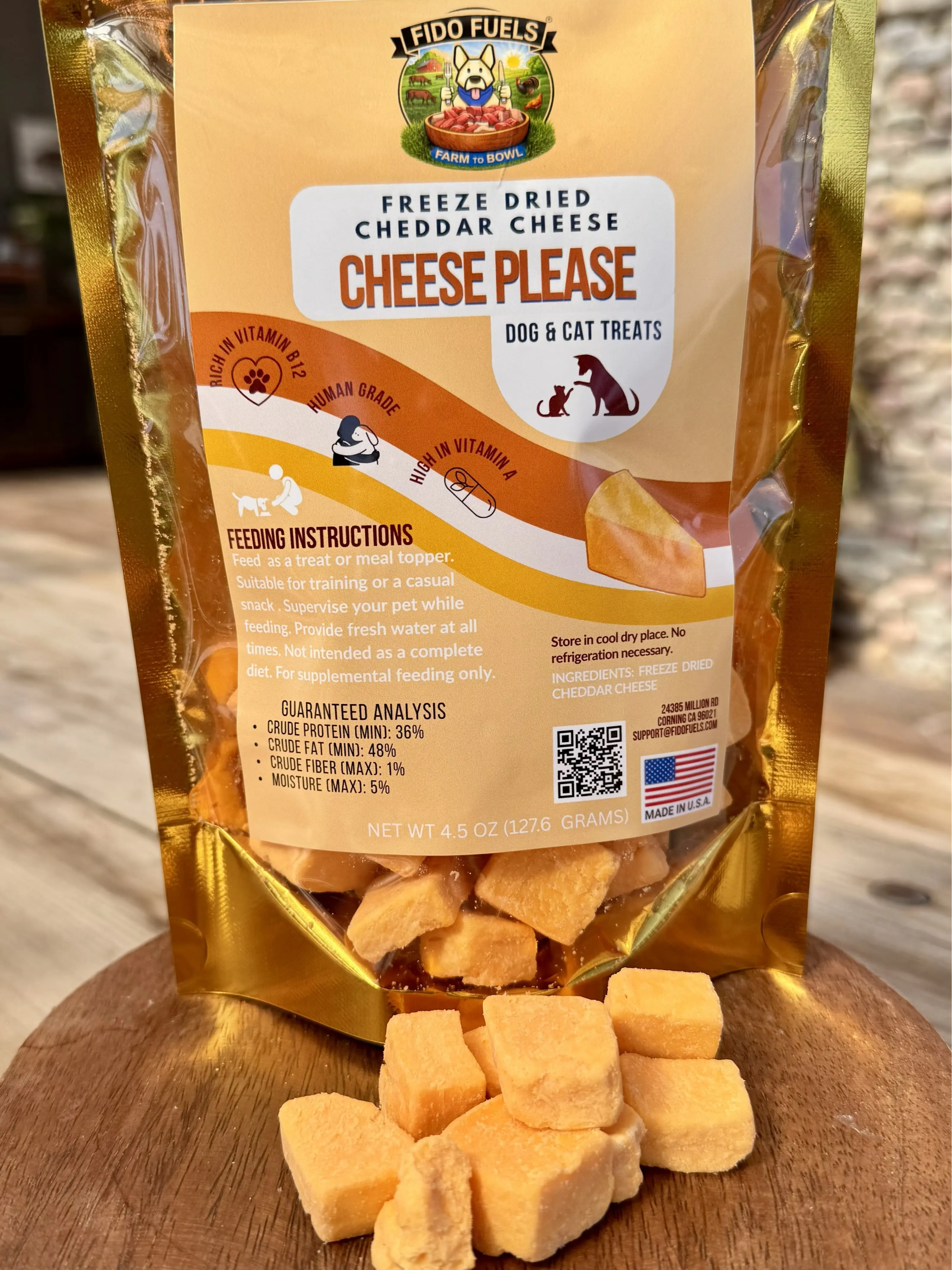 Cheese Please - Freeze Dried Cheddar Cheese - Safe for All Breeds & Ages - Meal Topper or Training Reward