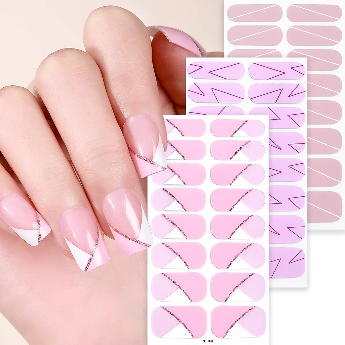 French Style Nail Art Stickers, Nail Art Designs, Self-Adhesive French Line Nail Decals, Multi-Pack DIY Home Use, Perfect for Women's Nail Decoration, French Tips Nails