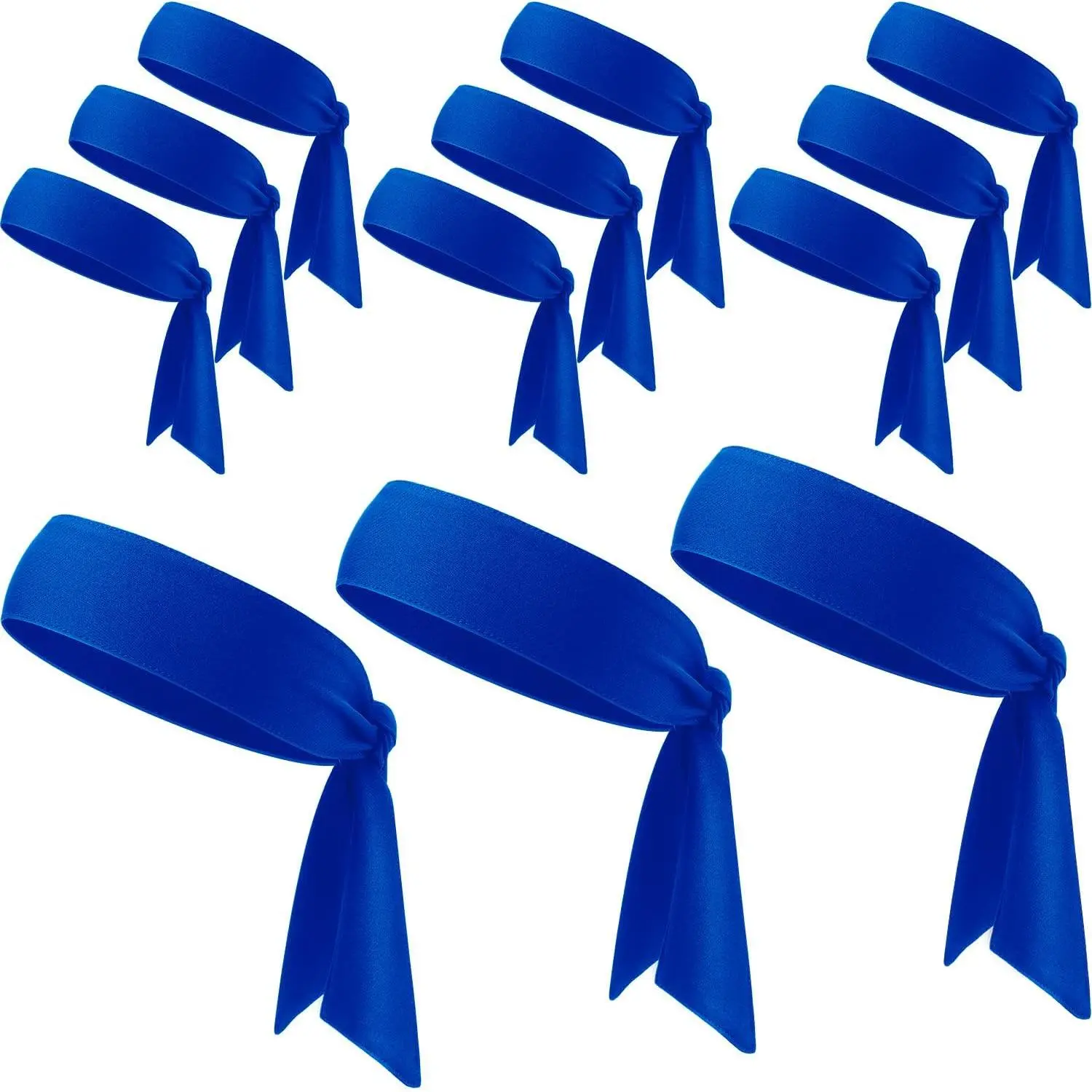 12 count Tennis Tie Headband Hair Band Unisex Dry Head Tie Sport Band for Basketball, Running, Tennis, Karate, Athletics