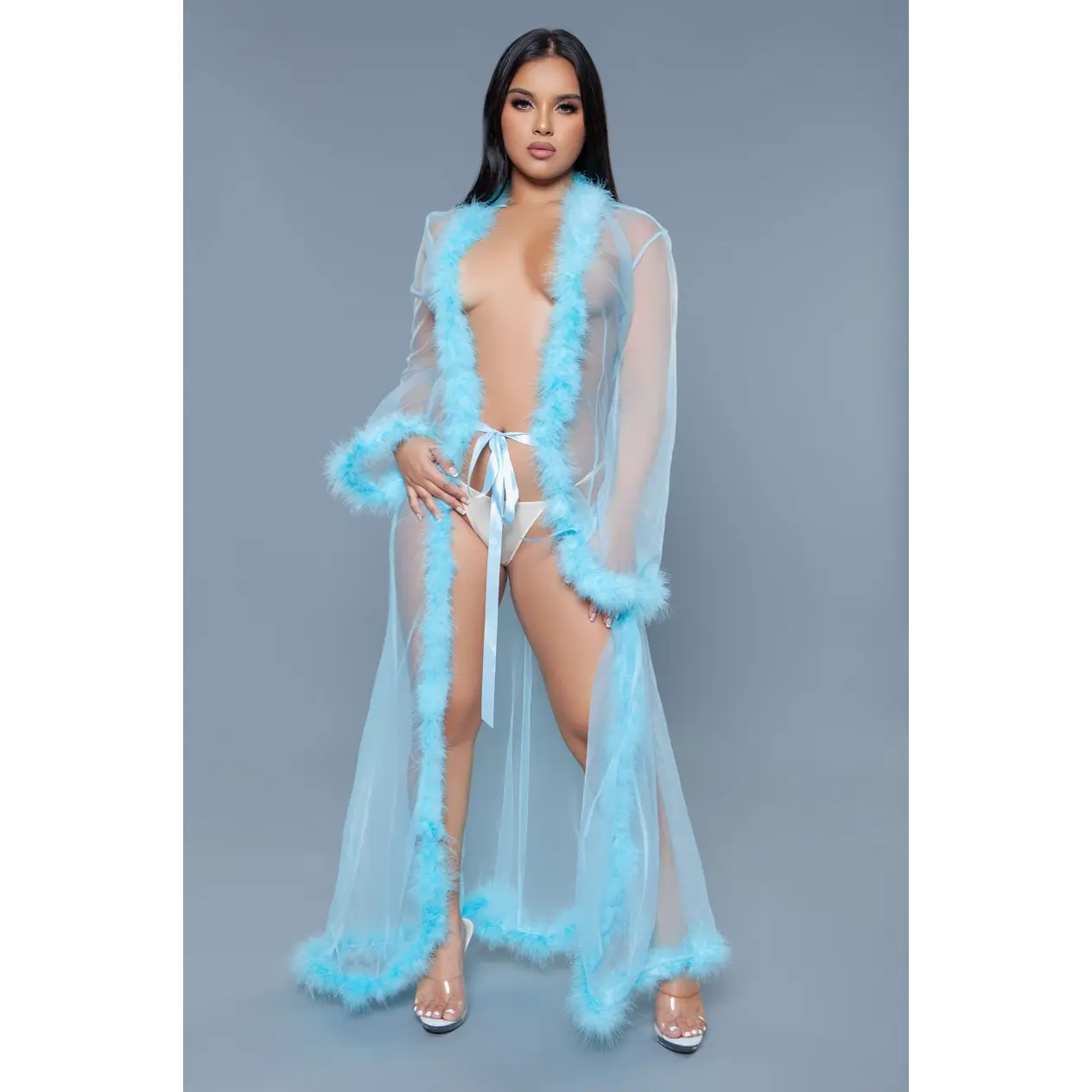 Long Marabou Robe turquoise