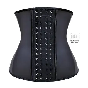 Smooth Latex 9 Bone Body Shaper 4 Row Buckle Waist Trainer