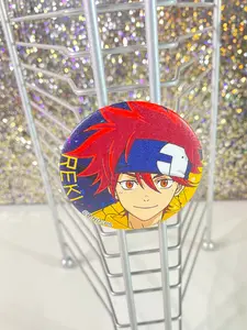 Reki SK8 The Infinity Button - Lovely Cartoon Design Collar Clip & Brooch, Tinplate Material