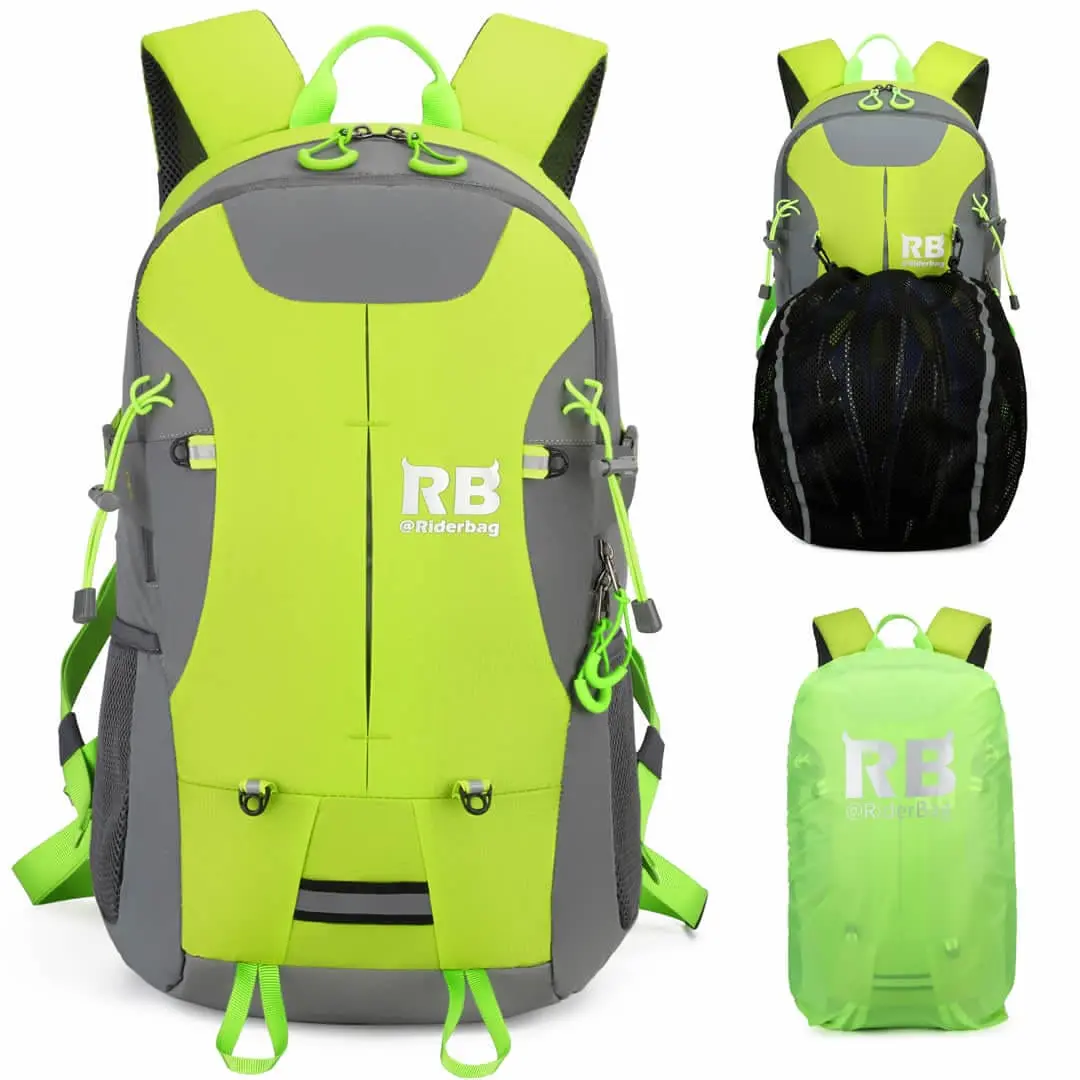 Riderbag Armored Motorcycle Backpack Combo (Hi-Vis Green) - Reflektor35 with CE Level 2