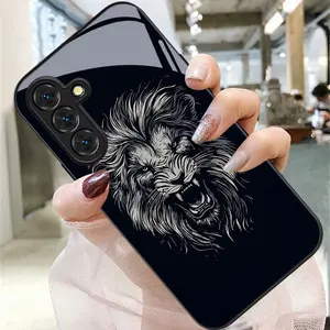 Phone Case - Lion Head Print Phone Case for Samsung Galaxy A04S/A05S/A06/A07/A10/A11/A12/A13/A14/A15/A16/A17/A20S/A21S/A22S/A23/A24/A25/A26/A30S/A31/A32/A33/A34/A35/A36/A42/A50S/A51/A52/A52S/A53/A54/A55 Drop-Proof Tempered Glass Protective Case