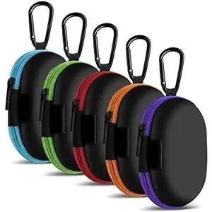 P-PHP04     for Earbuds Carrying Case, 5Pack Small Oval Storage Cases, Portable Storage Earbud Pouch Bag for Earbuds, in-Ear Headphones, Earphones, Headsets, USB Charging Cable
