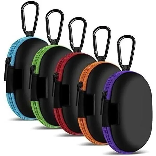 P-PHP04     for Earbuds Carrying Case, 5Pack Small Oval Storage Cases, Portable Storage Earbud Pouch Bag for Earbuds, in-Ear Headphones, Earphones, Headsets, USB Charging Cable