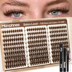 Eyelash Extension Kit, Fine Silk Lashes, D Curl with Pointed Tips, Mixed Lengths 10-16mm, DIY Home Application, Beginners Set