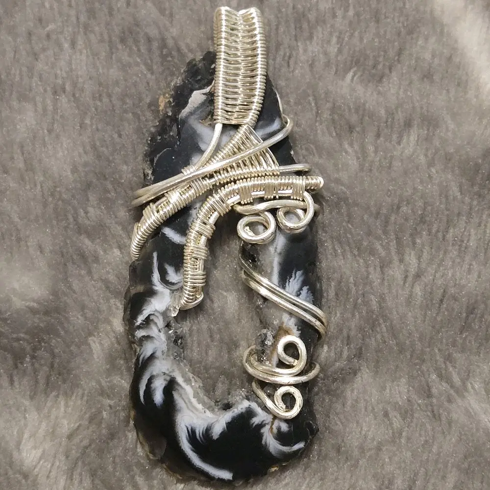 Handmade Wire Wrapped Agate Crystal Pendant