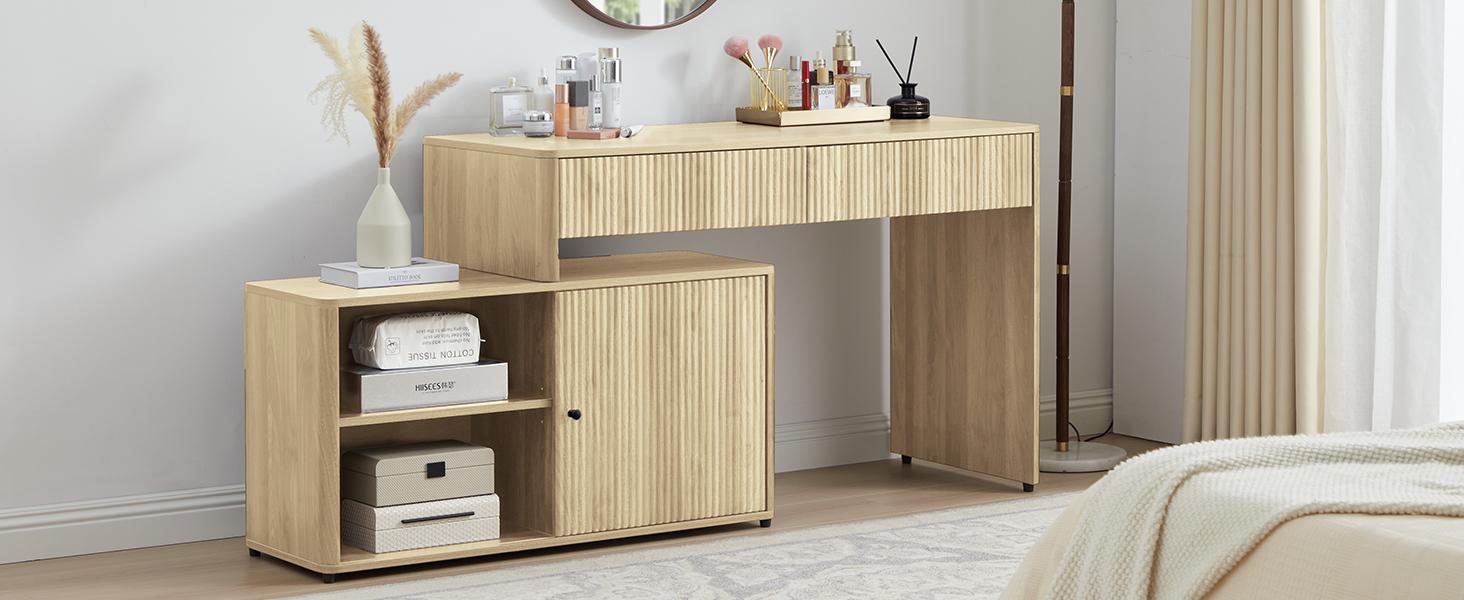 Giratree Modern Computer PC Desk Table with Storage, Corner L Shaped Desk with Drawers, Home Office Desk for Bedroom and Small Space, for Writing, Executive, Study, Work, Vanity