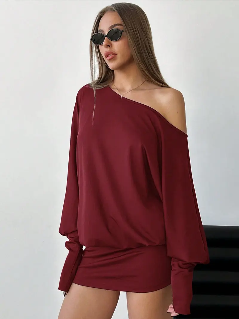 burgundy long sleeve dress - TikTok Shop burgundy long sleeve dress - TikTok Shop