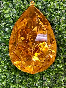 9 Inch Amber Acrylic Drop Diamond Ornament