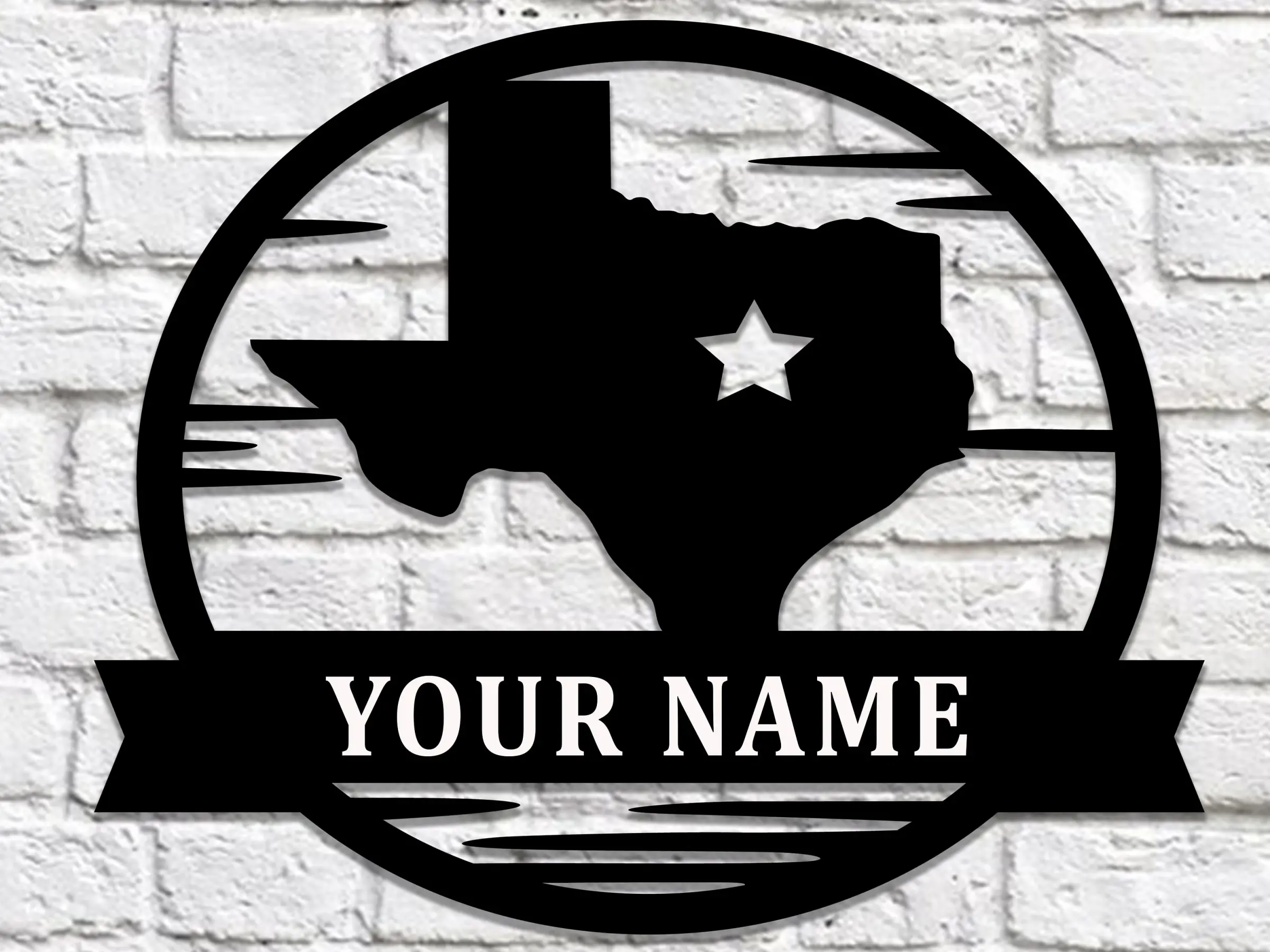 Texas State Scene Personalized last name monogram
