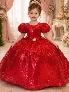 Ruby Red Detachable 2-in-1 Dress for Girls