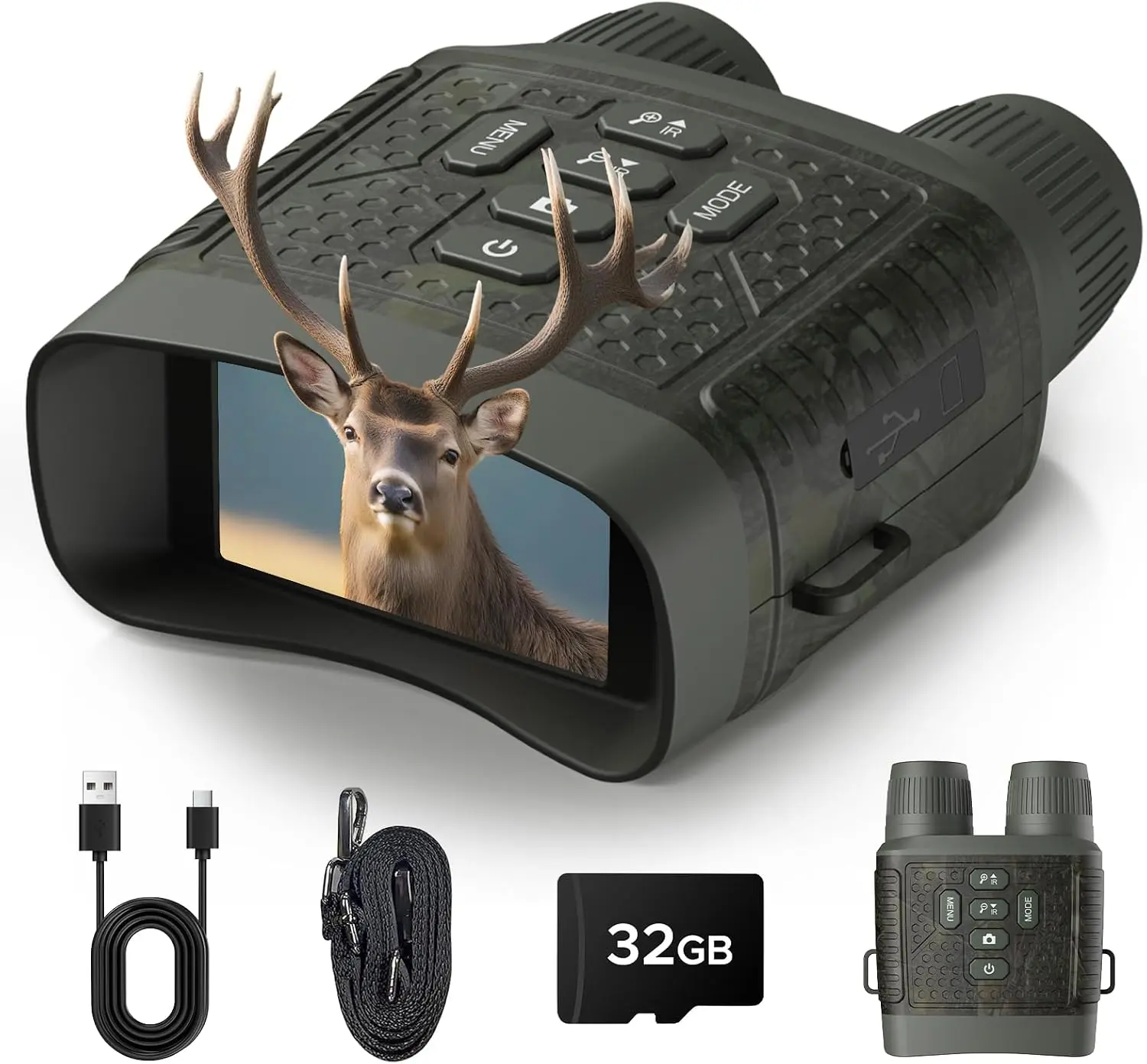 4K Night Vision Goggles - 48MP Infrared Binoculars for Hunting Camping Wildlife, 10X Digital Zoom 1300ft Range, 5000mAh Battery 15H Day/10H Night Use, 32GB Card, 3" LCD Screen