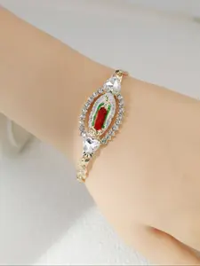 Mother's Day Gift 14k Gold Plated Virgin Mary Saint Jude Copper Bracelet, Exquisite Trendy Bracelet, Elegant Religious Jewelry Gift, Adjustable Buckle, Perfect for All Seasons
