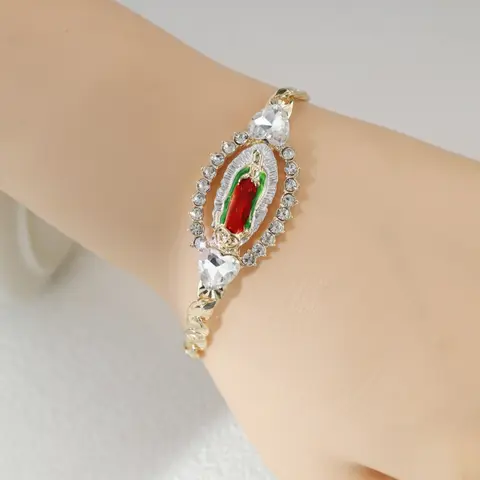 Mother's Day Gift 14k Gold Plated Virgin Mary Saint Jude Copper Bracelet, Exquisite Trendy High Quality Bracelet, Elegant Religious Jewelry Gift, Adjustable Buckle, Perfect for All Seasons