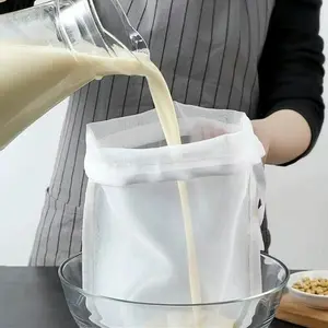 Reusable Nylon Food Filter Bag with Drawstring, Vegetable Juice Filter, Tea Coffee Yogurt Strainer, Kitchen Tool, Drainage Utensil, Kitchen Strainer Utensils