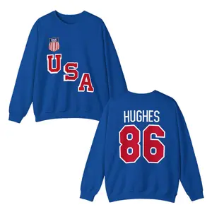 USA HOCKEY Jack Hughes #86 Sweatshirt, USA Hockey Sweatshirt, Ice Hockey Fan Apparel, Hockey Shirt, Unisex Crewneck Sweatshirt Womenswear Menswear