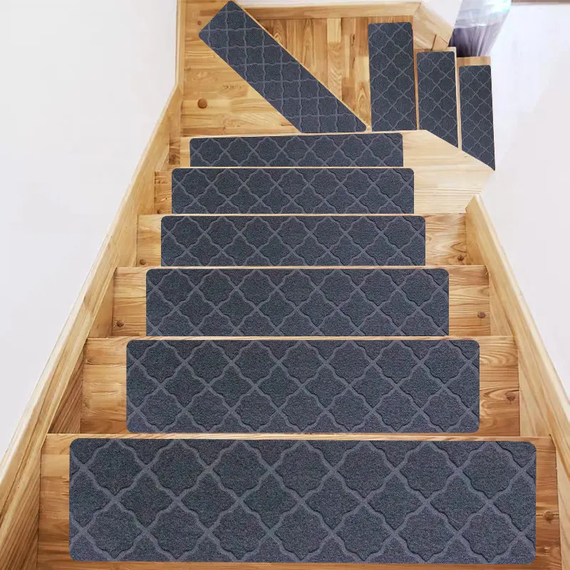 Stair Mat Step Mat TPR Adhesive-Free Self-Adhesive Non-Slip Mat Brushed Embossed Floor Mat