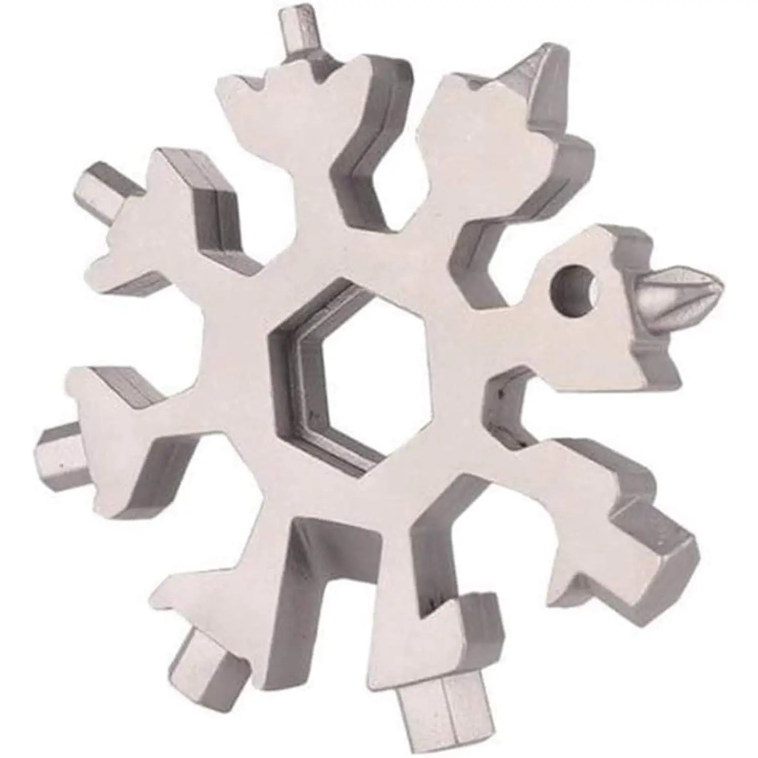 18-in-1 White Stainless Steel Snowflake Multitool – Screwdrivers, Wrenches, Cutter & Bottle Opener, Mini Lightweight Sturdy Design, Saves Time for Daily & Outdoor Repair Needs, Perfect Birthday Gift for Him, Essential Pocket-Sized Tool for Emergencies