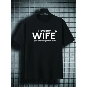 "I Love My Wife Yes She Bought Me This" Funny Husband T-Shirt 100% Cotton Soft Casual Unisex Married Men Short Sleeve Graphic Tee