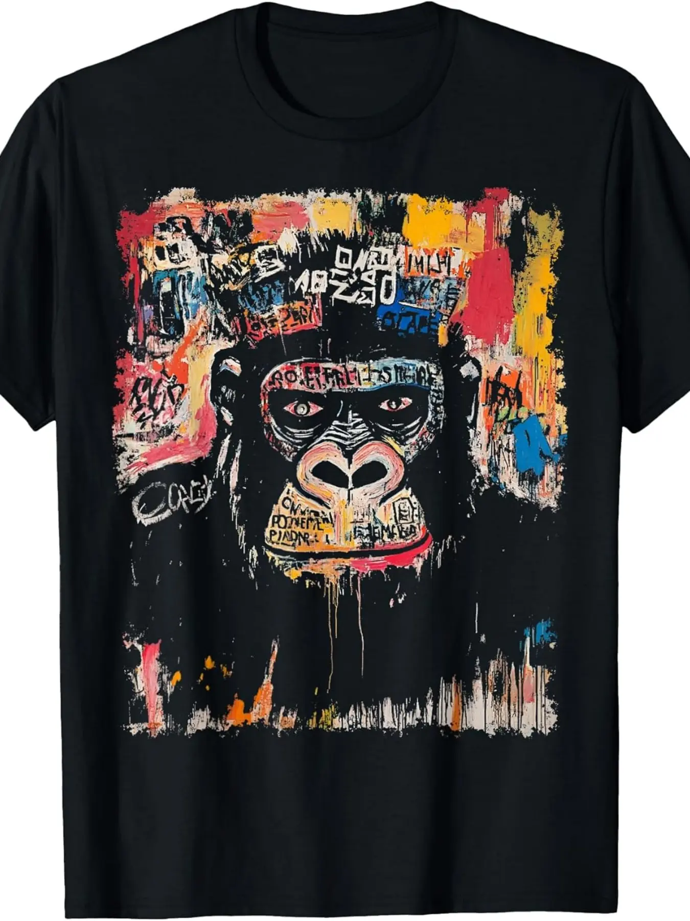 Abstract Face Animal Pop Art Design with A Gorilla On It T-Shirt.jpgSame style for men and women 2026 summer short-sleeved printed T-shirt pure