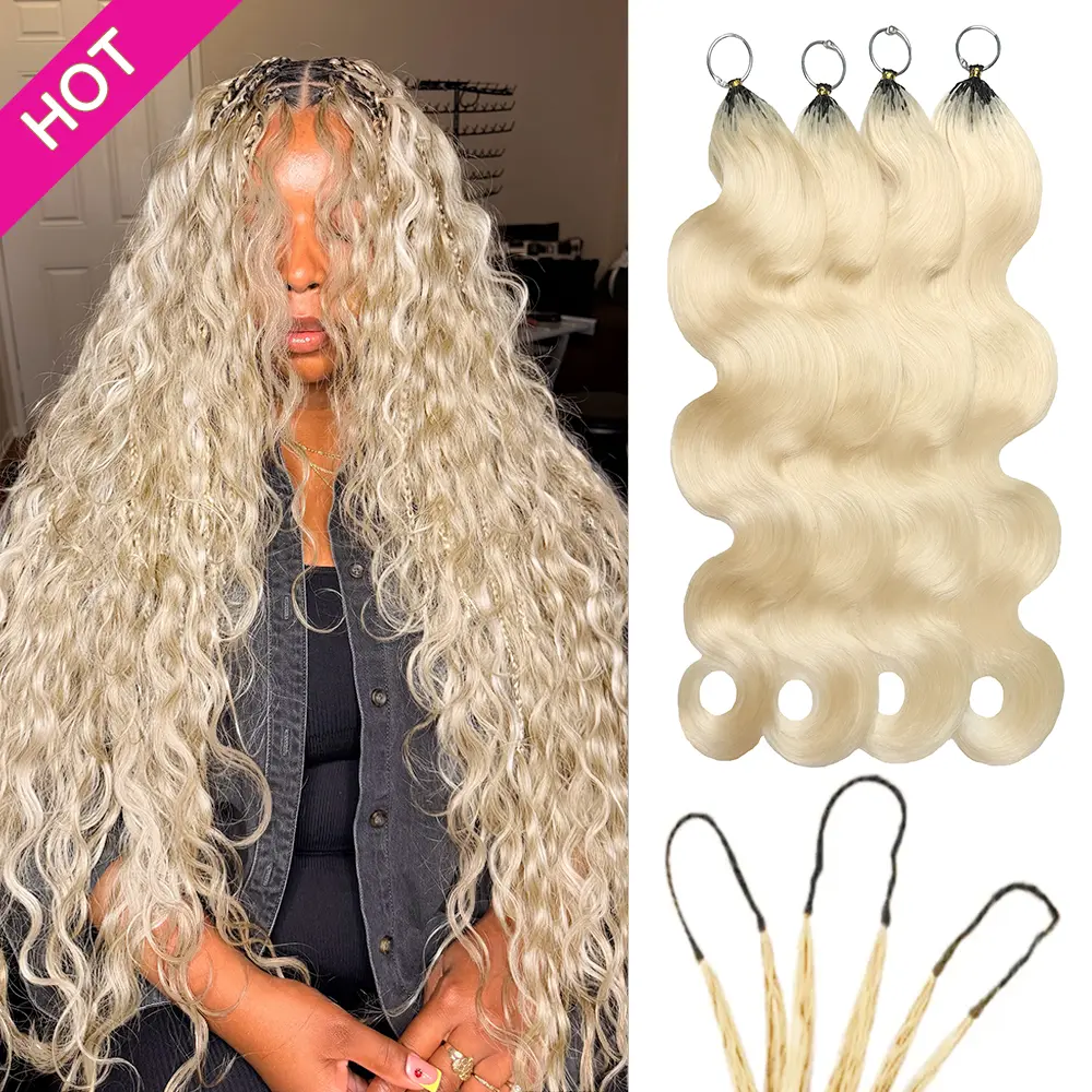 New 2026 #613 Blond Body Wave Crochet Human Hair for Mircale Knots Boho Braids Feather Crochet Human Hair 4-5 Packs for Full Head Pre-Separated 50g/Pack Time-Saving, 40 Strands/Pack Flat lightweight Glueless Protective Styles