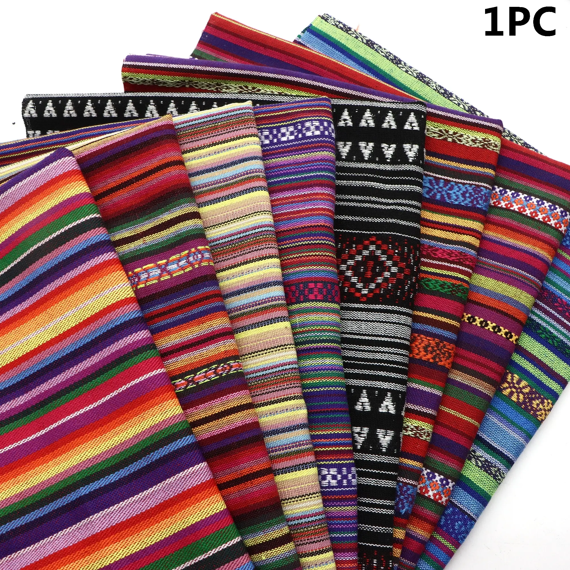 1Pc Vibrant Ethnic-Inspired Jacquard Woven Fabric,Pre-cut 19.68x59inch 100% Durable Polyester Fabric,Bohemian Style,Striped & Geometric Patterns,Perfect for DIY Crafts, Sewing, Quilting, Sofa & Curtain Covers, Pillows, Bags, and Crafts Projects,Home Decor