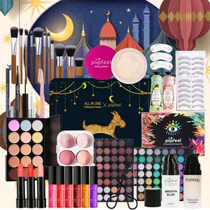 Popfeel Full Makeup Set, Professional Face Beauty Combo, Includes Eyeshadow Palette, Lipstick, Makeup Brushes, Foundation, Ideal for Eid & Daily Use