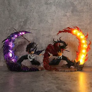 Demon Slayer 23cm Yoriichi Tsugikuni Vs Kokushibo Battle Form GK Figure PVC Glowing Model Statue Home Decor Collectible Toy Gift