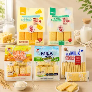 Milk Flavor Rice Crackers, 8.5 oz (240g),Non-Fried & Oven Baked Healthy Snacks, 24 Individual Packs,Asian Crispy Rice Biscuits,Crunchy Milk Biscuits for Kids & Adults - available in 1/2 packs