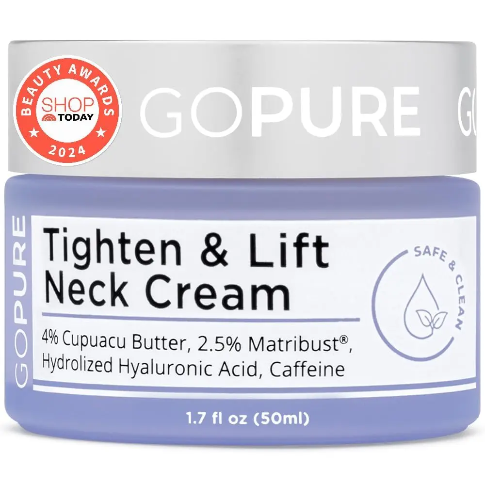 goPure Tighten & Lift Neck & Chest Moisturizer Cream for Visibly Firming, Tightening and Lifting the Look of Wrinkles & Crepey Skin, 1.7oz