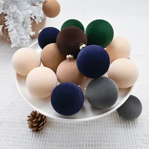 Christmas Tree Ornaments Flocking Balls Pack of 12pcs Multicolor 60mm 2.36inch for Xmas Tree Holiday Party Home Decor Festive Touch