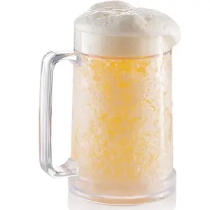 Beer Mugs for Freezer, Double Wall Insulated Plastic Glasses – Freezer Mugs, 16 Oz – Perfect Frozen Beer Mugs for Home Bar Accessories, Gifts for Men, 1 Pack luxail