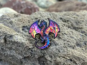 Stained Glass Dragon DnD Enamel Pin