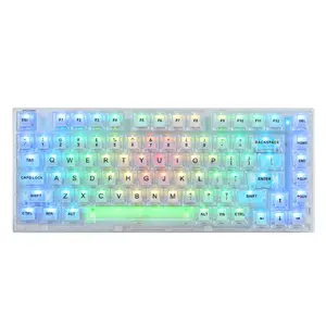 YUNZII X75 PRO White 82 Key Wireless Hot Swappable Mechanical Gaming Keyboard with Transparent Keycaps, BT5.0/2.4G/USB-C, Gasket Mount Keyboard, for Windows/Mac