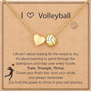 Softball/Soccer/Volleyball/Basketball Necklace for Girls Women, Sports Accessories Jewelry Christmas Gift for Lovers 16+3 Inches