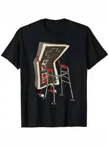Game T-Shirt Graphic Tees Cotton Round Neck Short Sleeves Comfortable Casual Outfit 80s and 90s RetroT-shirt - Bear Old Gamer Retro Video Game T-Shirt, Menswear