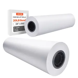 summervibes VEVOR Wide Format Paper, 24 inx 500 ft Plotter Paper, 2 Rolls CAD Bond Rolls with 3 in Core, 20 LB Bond Paper Rolls, Idea for CAD Drawings, Engineering Plans, GIS Maps Architectural Designs