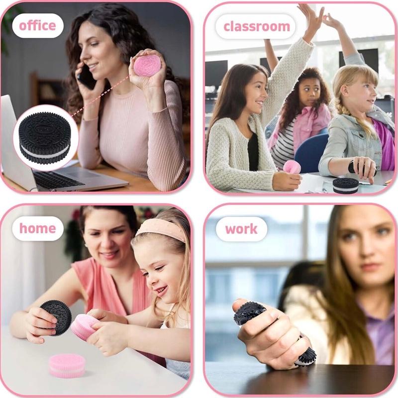 Sticky Cookie Squishies Fidget Toys Adults, Squeeze Toys Sensory Toys for Kids with Autism, Stress Balls for Adults Fidgets Birthday Gifts Party Favors for Kids(2 Pack Pink Black)