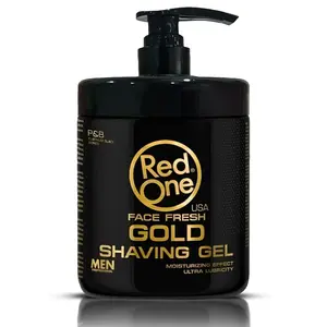 Red One Gold Shaving Gel 1000ml for Men Smooth Razor Glide Prevents Cuts Moisturizes Skin Ultra Lubricity Transparent Texture