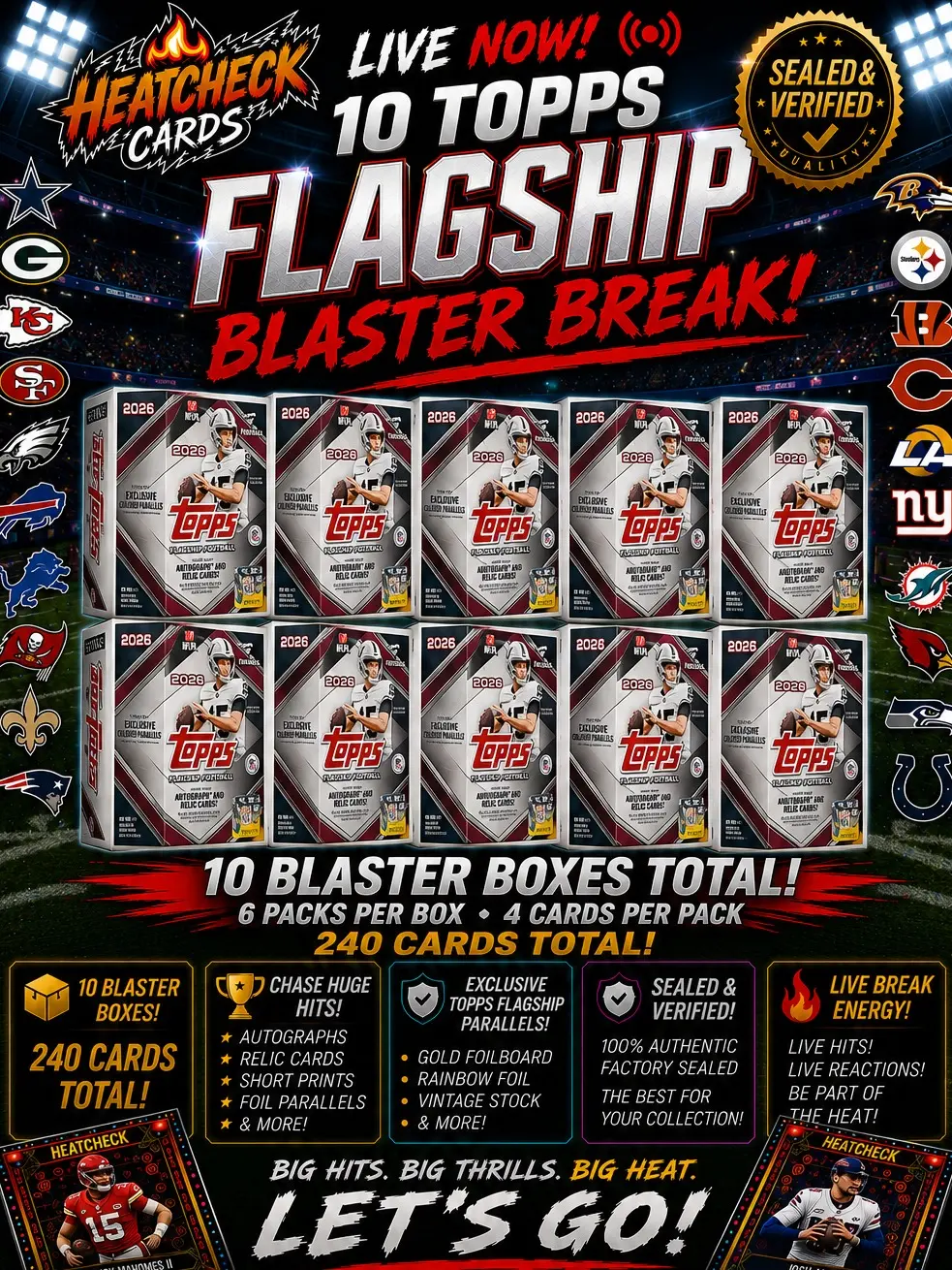 NFL Flagship Blasters (10) Boxes!!(SEALED) Break