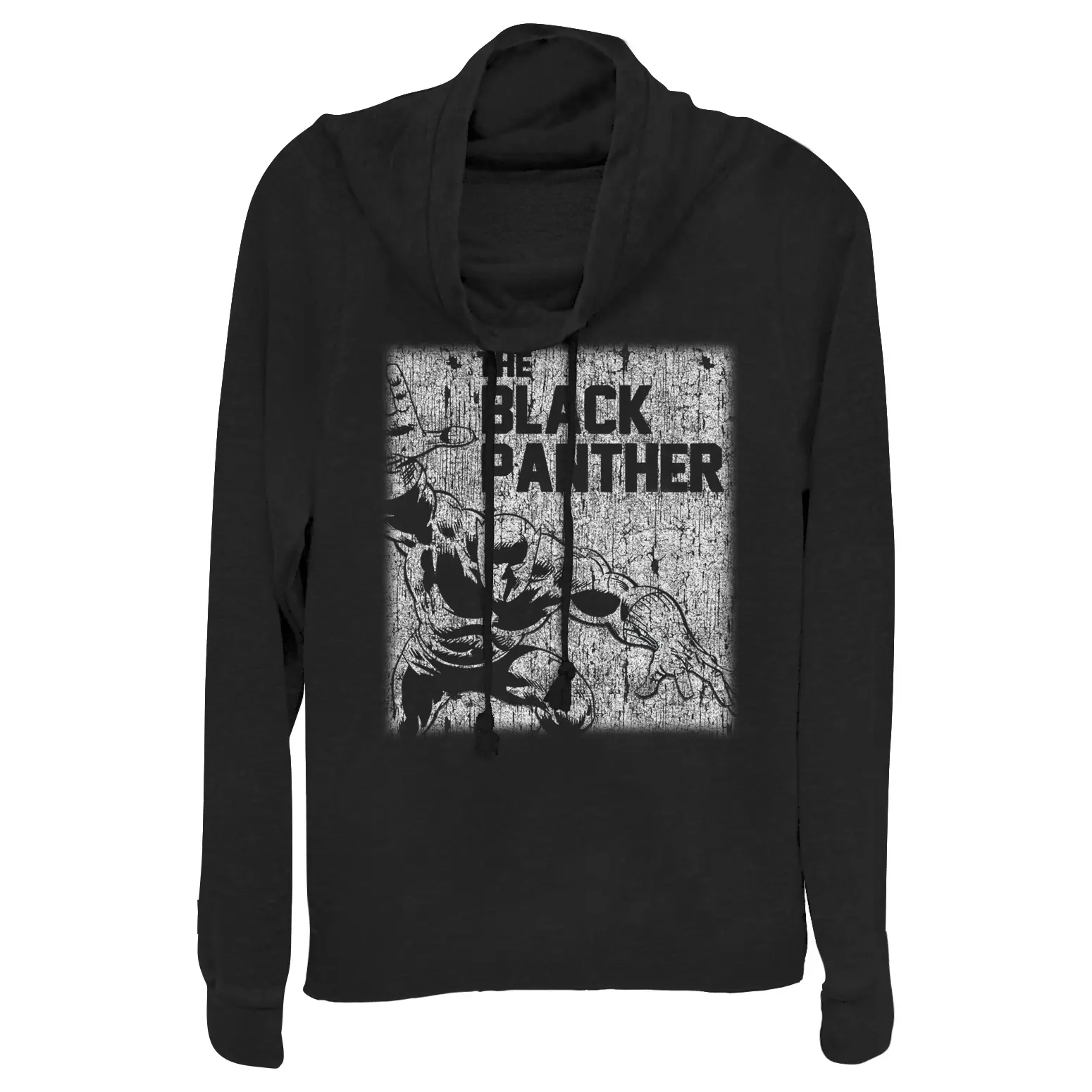 Juniors Womens Marvel Black Panther Chalk Print Cowl Neck Sweatshirt