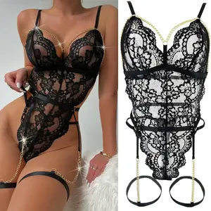Charm Studio Sexy underwear couple flirtation sexy lace perspective passion temptation hollow sexy underwear set women Lingerie Womenswear